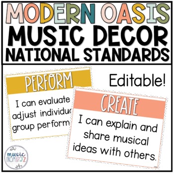 Preview of Music Classroom Decor - Music Standards Posters - Modern Oasis