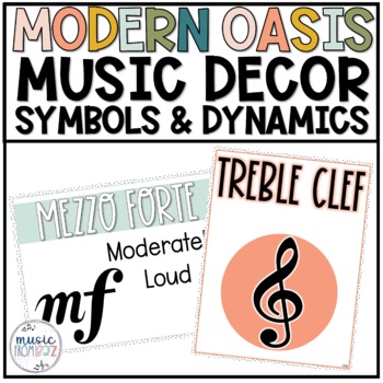 Preview of Music Classroom Decor - Music Symbols & Dynamics Posters - Modern Oasis