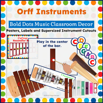 Preview of Music Classroom Decor - Orff Instrument Posters, Set-ups and Supersized Cutouts