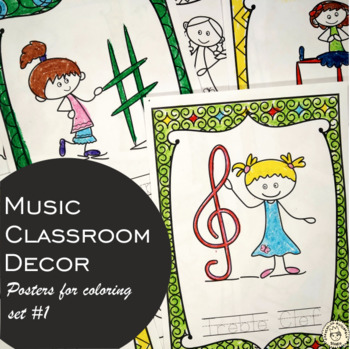 Preview of Music Classroom Decorations | Posters for Coloring | Musical Kids