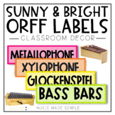 Music Classroom Decor Sunny & Bright - Orff Instrument Labels