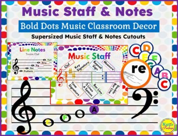 Preview of Music Classroom Decor: The Music Staff posters and staff with clefs and notes