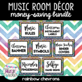 Music Classroom Decorations (BUNDLE): Rainbow Chevrons Theme