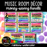 Music Classroom Decorations (BUNDLE): Rainbow Watercolor Theme