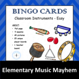 Music Classroom Instruments Bingo Cards - Easy - Lower Elementary