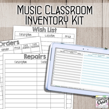 Preview of Music Classroom Inventory Kit (fully editable)