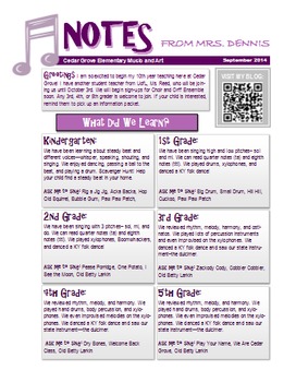 Preview of Music Classroom Newsletter Template