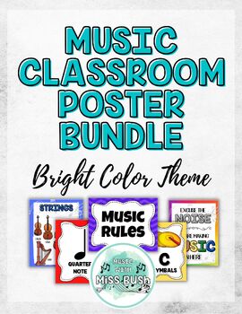 Preview of Music Classroom Poster Bundle - Bright Colors Theme (GROWING BUNDLE)