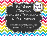 Music Classroom Rules - Rainbow Chevron Chalkboard Design