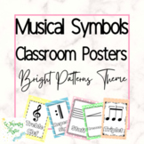 Music Classroom Symbol Posters: Bright Pattern Theme