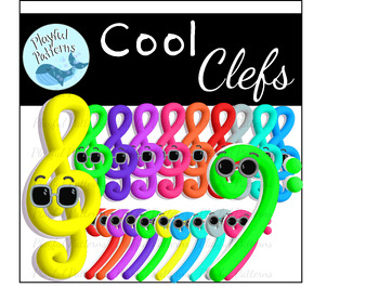 Preview of Music Clip Art:  3D Treble and Bass Clefs, Music Resources, Clip Art