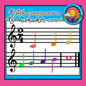 Preview of Music Clipart Pack Black & Color Coded Instruments Boomwhackers