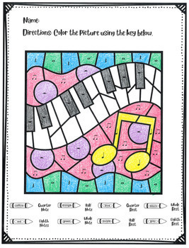 Music Color By Code : Rhythm by Music With Mrs Babic | TPT