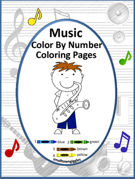 Preview of Music Math Color by Number Worksheets Kindergarten Special Education Coloring