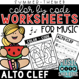 Music Color by Code - Music Coloring - Alto Clef {Summer Theme}