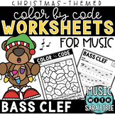 Music Color by Code - Music Coloring - Bass Clef {Christma