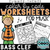 Music Color by Code - Music Coloring - Bass Clef {Summer Theme}