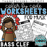 Music Color by Code - Music Coloring - Bass Clef {Thanksgi