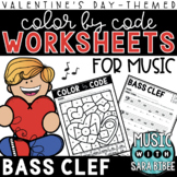 Music Color by Code - Music Coloring - Bass Clef {Valentin
