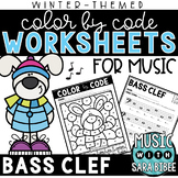 Music Color by Code - Music Coloring - Bass Clef {Winter Theme}