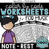 Music Color by Code - Music Coloring - Notes/Rests {Music Theme}