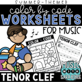 Music Color by Code - Music Coloring - Tenor Clef {Summer Theme}