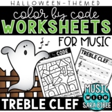 Music Color by Code - Music Coloring - Treble Clef {Hallow