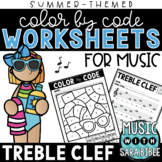 Music Color by Code - Music Coloring - Treble Clef {Summer Theme}
