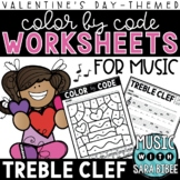 Music Color by Code - Music Coloring - Treble Clef {Valent