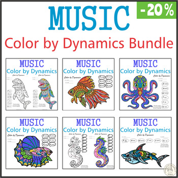 Preview of Music Color by Dynamics Bundle | Ocean Animals Mandala Style | Music Sub Plan