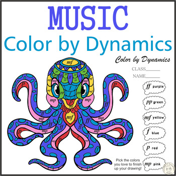Preview of Music Color by Dynamics | Octopus Mandala Style | Music Coloring Sub Plan