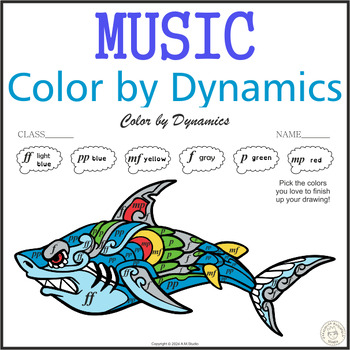 Preview of Music Color by Dynamics | Shark Mandala Style | Music Coloring Sub Plan