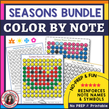 Preview of Music Coloring Pages - Spring Winter Summer & Fall - Elementary Music Sub Plans