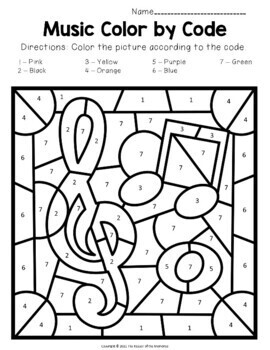Music Color by Number Worksheets by The Keeper of the Memories | TPT