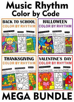 Preview of Music Color by Rhythm Saving Bundle | Holidays & Seasons