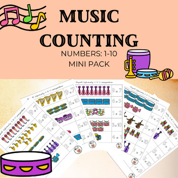 Preview of Music Colored Counting 1-10 Mini 5 Pack (Field of 2)