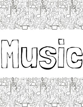 Preview of Music Coloring Page- Calm Activity- Worksheet- Instruments- Notes