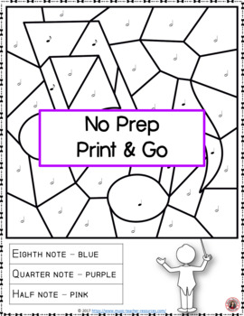 Music Color By Music Note Coloring Page Free Music Activity Tpt