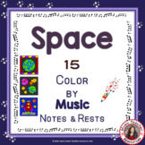 Music Coloring Activities - 15 SPACE Themed Music Coloring Sheets