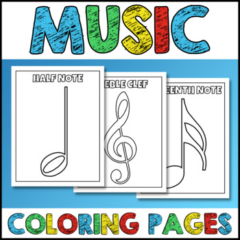 Preview of Music Coloring Pages - Notes, Rests and Symbols - Coloring Sheets - Posters