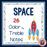 Music Coloring Sheets: 26 Space Themed Color by Treble Notes