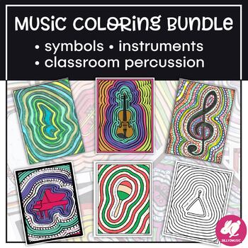 Preview of Music Coloring Sheets Bundle - Instruments and Symbols Pages