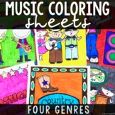 Music Coloring Sheets Bundled (Music Genres Review)