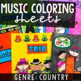 Music Coloring Sheets-Country Theme