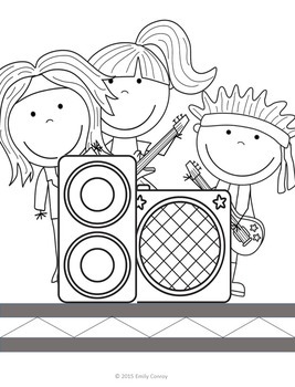 children singing coloring pages