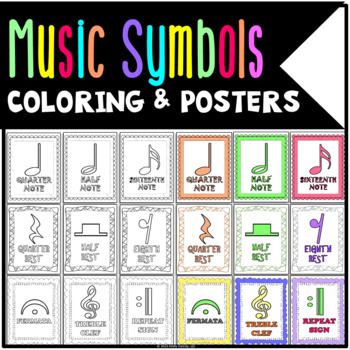 Preview of Music Coloring Sheets and Posters (Music Notes And Rests & Music Symbols)