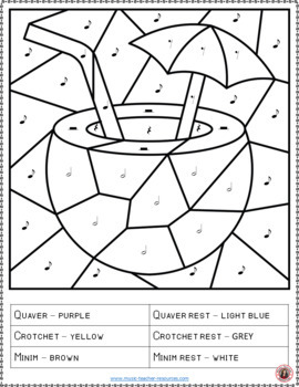 Music Colouring Pages: 15 BEACH Themed Music Colouring Sheets | TPT
