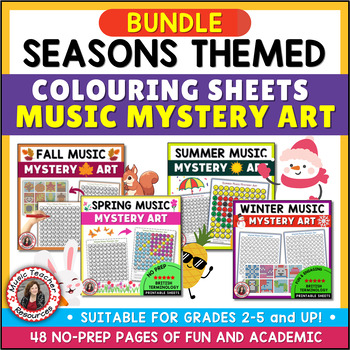 Preview of Music Colouring Pages - Seasons Colour by Music Code - Music Mystery Art