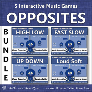 Preview of Music Opposites ~ Interactive Music Games Bundle {Spider}