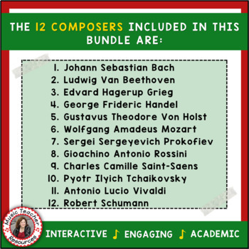 Music Composer: 12 Music Composer Studies and Worksheets BUNDLE | TpT
